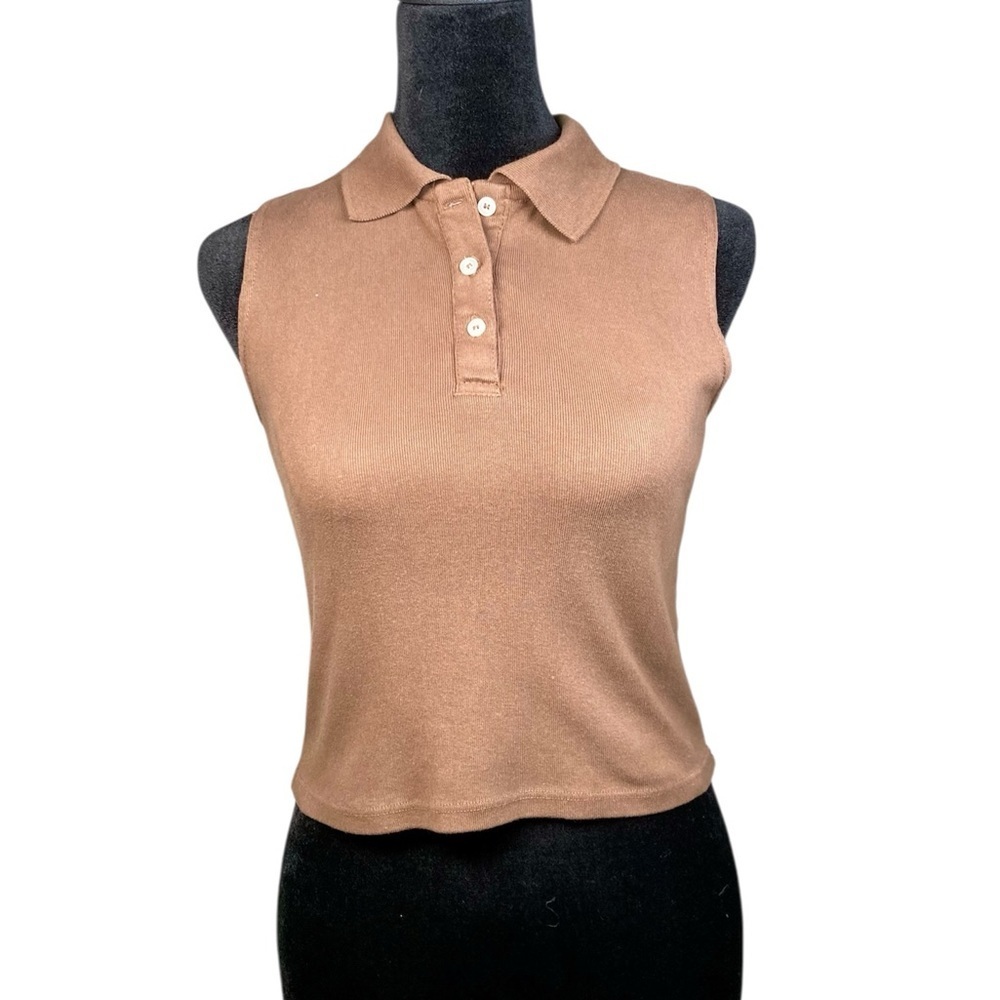 Brandy Melville Sleeveless Polo Top Brown Size Small
